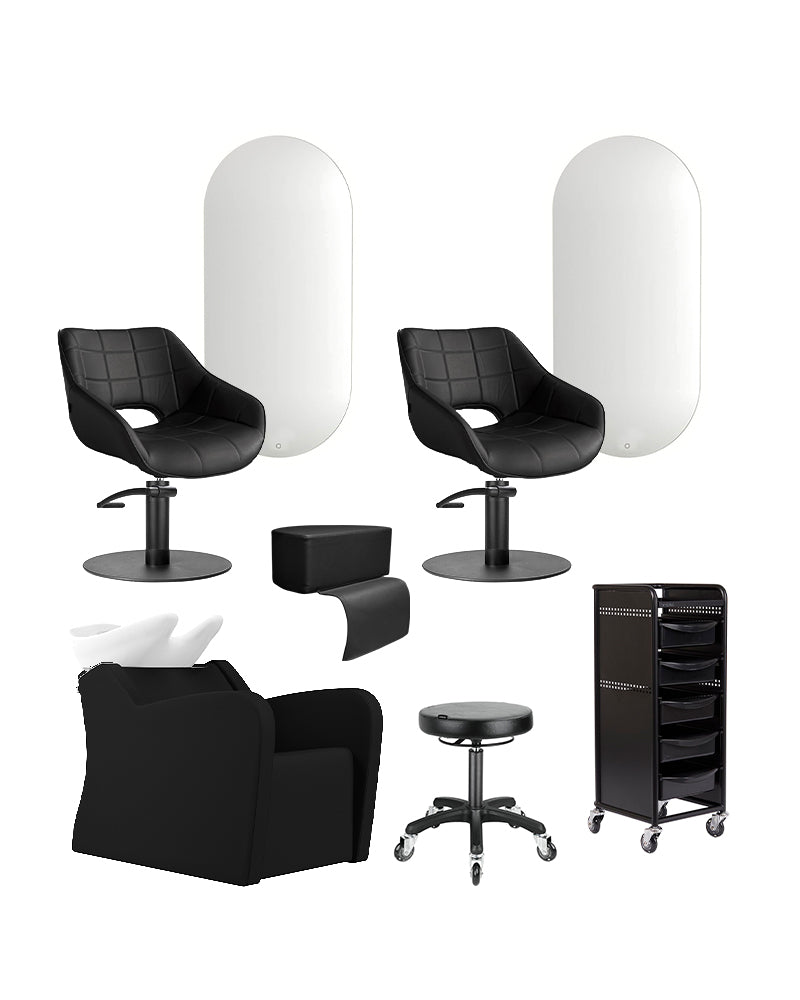 Washing unit with massage starter kit - with 2 styling stations, 1 washing station, and equipment